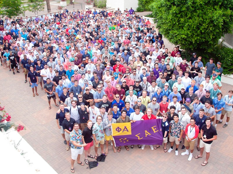 Large group of SAE fraternity members